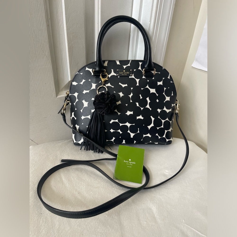 Kate Spade Black and White Polka Dot Satchel like new - Picture 10 of 11
